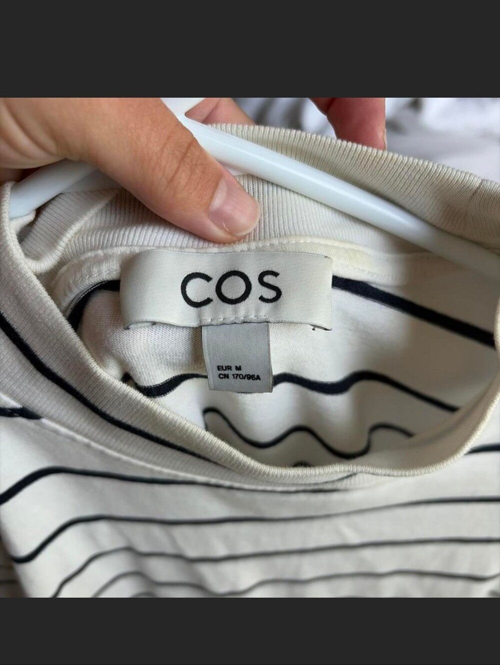 COS White and Black Striped Long Sleeve Tee - Picture 2 of 2